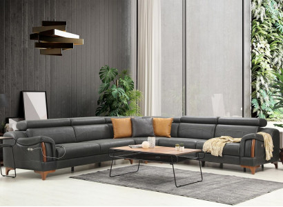 Ecksofa L-Form Modern Sofa Wohnzimmer Couch Polster Textil Stoff Möbel